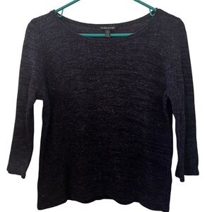 NWOT Eileen Fisher Silk Tweed Navy Marled Knit Top Size Petite M